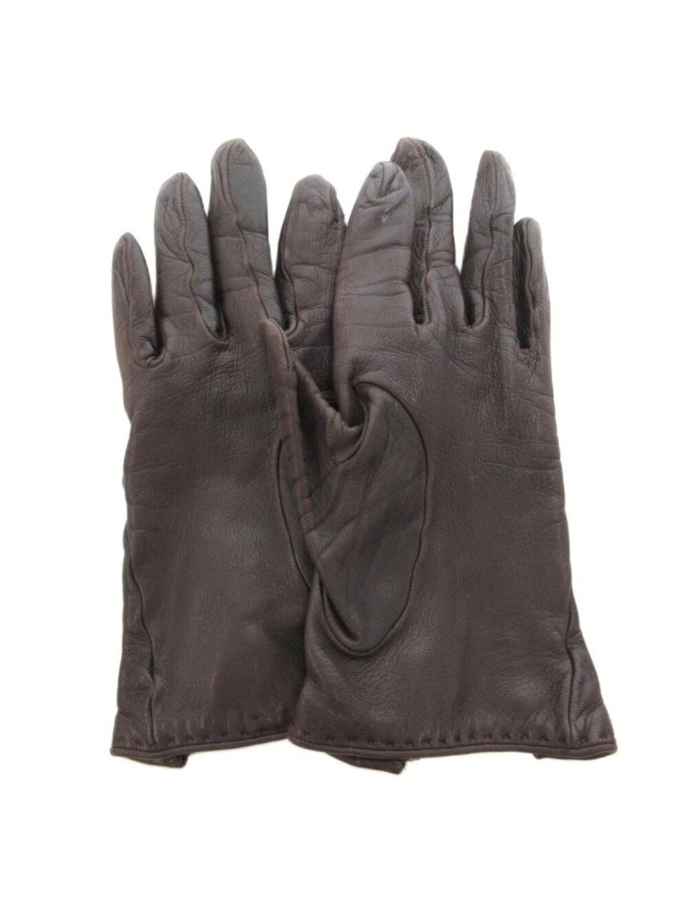 Loewe Gloves Lambskin Leather Anagram Charm Zipper Brown